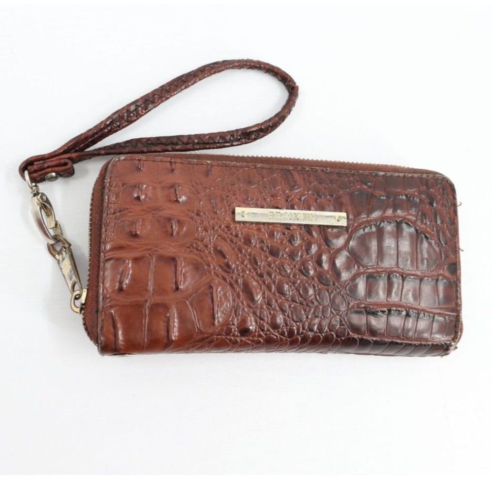 Brahmin Suri Zip Around Wallet Brown Leather
